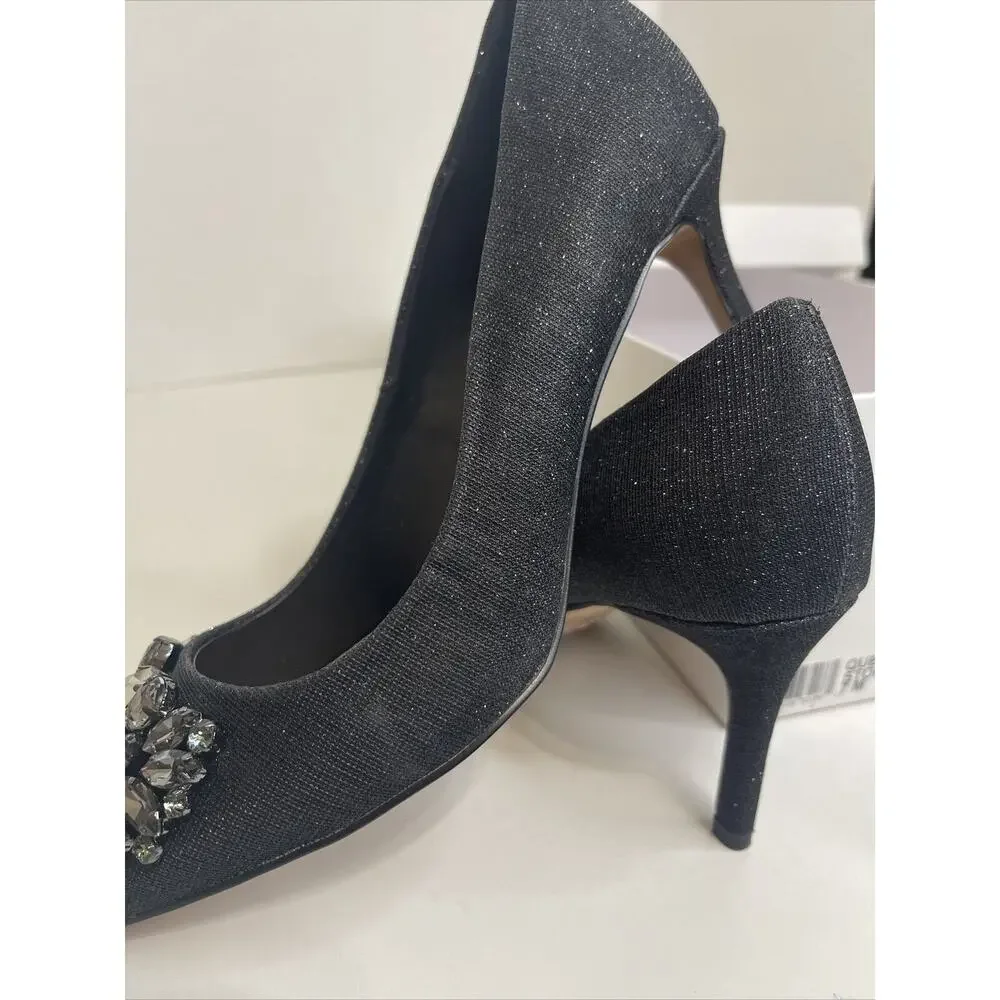 Neiman Marcus Women's Black Ruby Point-Toe Embellished Pump Shoe Sz US 6.5 NEW